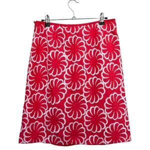 🍀Richard Malcolm Womens A-Line Skirt Carmine Red Floral Embroidered Lined 6